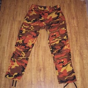 Orange camouflage cargo pants